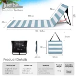 just be... Beach Mat Recliner with Pocket - B2016-DG - Grey Stripes