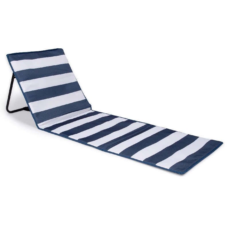 just be… Beach Mat Recliner with Pocket – B2016-BL – Dark Blue Stripes