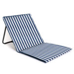 just be… Beach Mat Recliner Foldable Sun Lounger Summer Outdoor Portable Lightweight Garden Chair Park Festival Picnic Sunbed Backrest – Blue Stripes