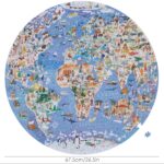 bopster World Map Illustrated 1000pcs Round Jigsaw Puzzle