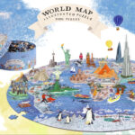 bopster World Map Illustrated 1000pcs Round Jigsaw Puzzle